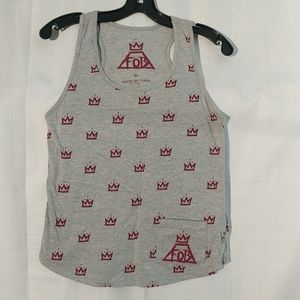 Gray Fall Out Boy Crown Volcano Logo Tank Top